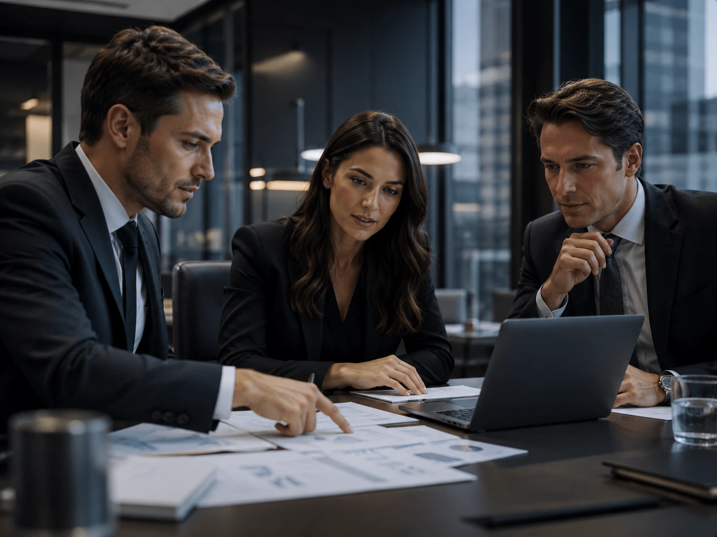 Corporate meeting in a sleek office